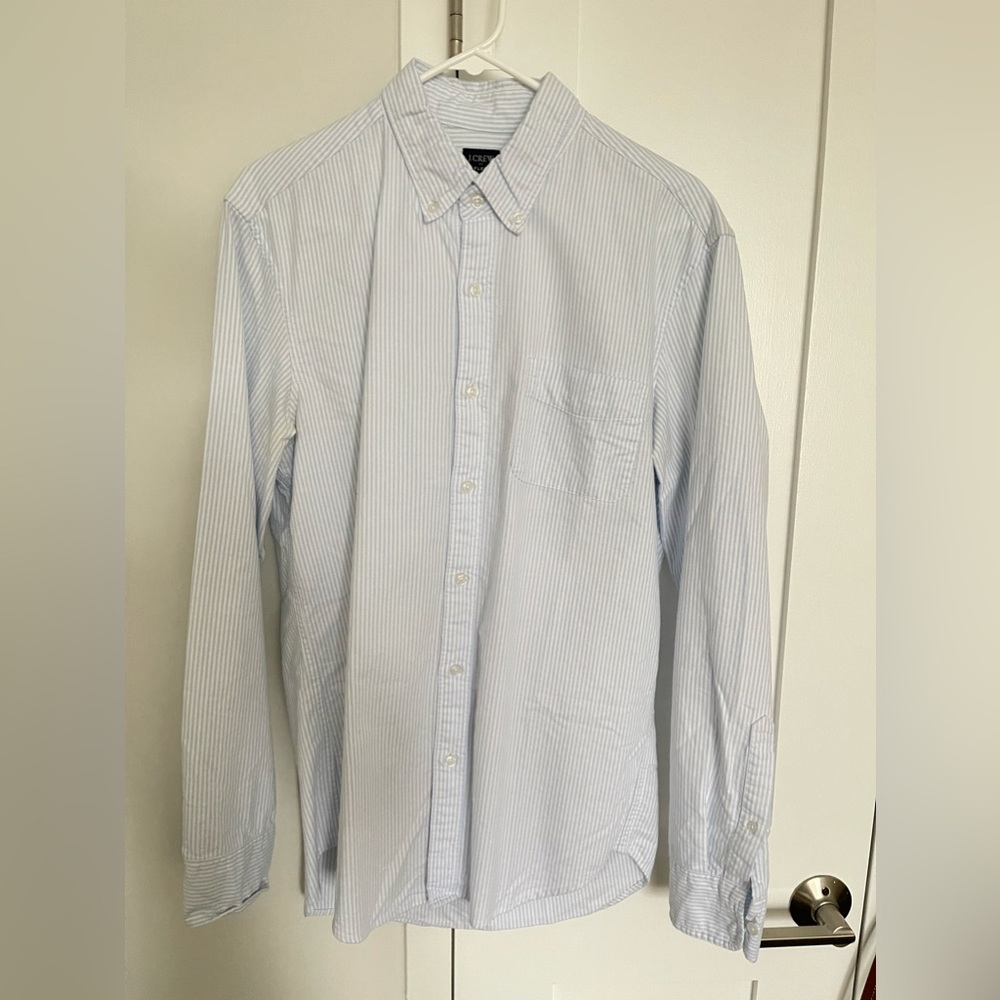 Blue and white striped button down- J Crew